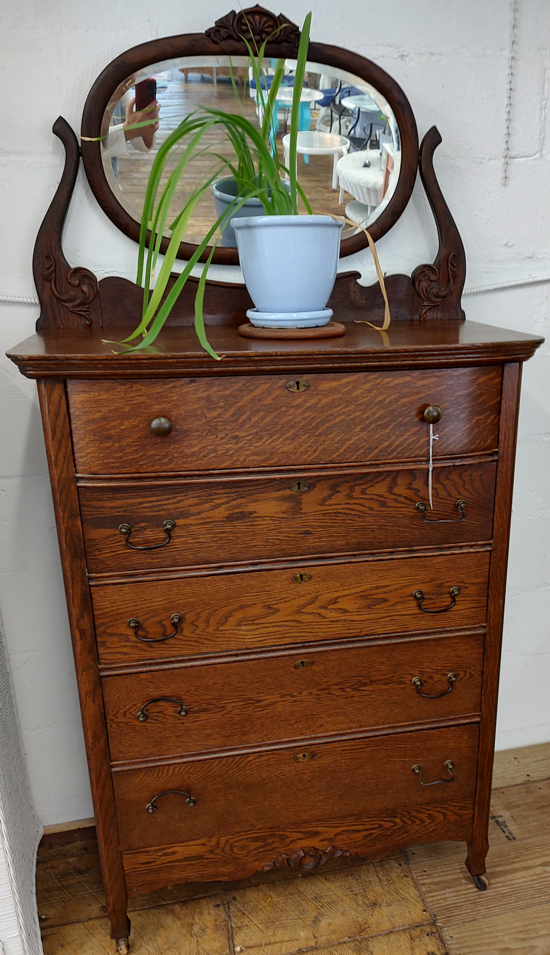 BR0500-Antique-Oak-Dresser-5dwrs